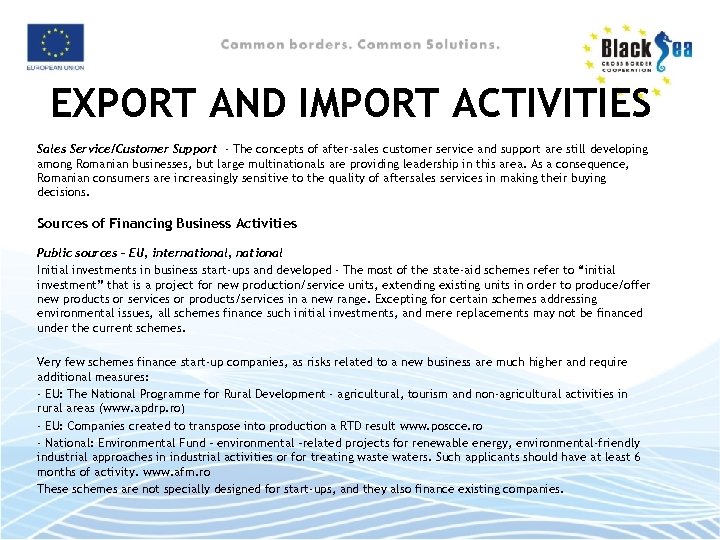 EXPORT AND IMPORT ACTIVITIES Sales Service/Customer Support - The concepts of after-sales customer service