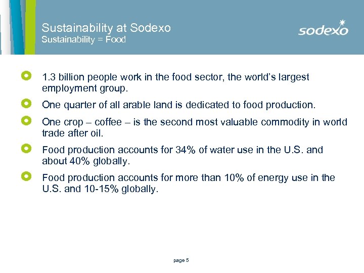 Sustainability at Sodexo Sustainability = Food £ 1. 3 billion people work in the