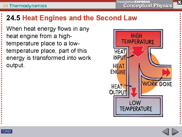 24 Thermodynamics 24. 5 Heat Engines and the Second Law When heat energy flows