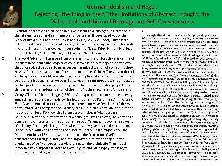 German Idealism and Hegel: Rejecting “the thing in itself, ” the Limitations of Abstract