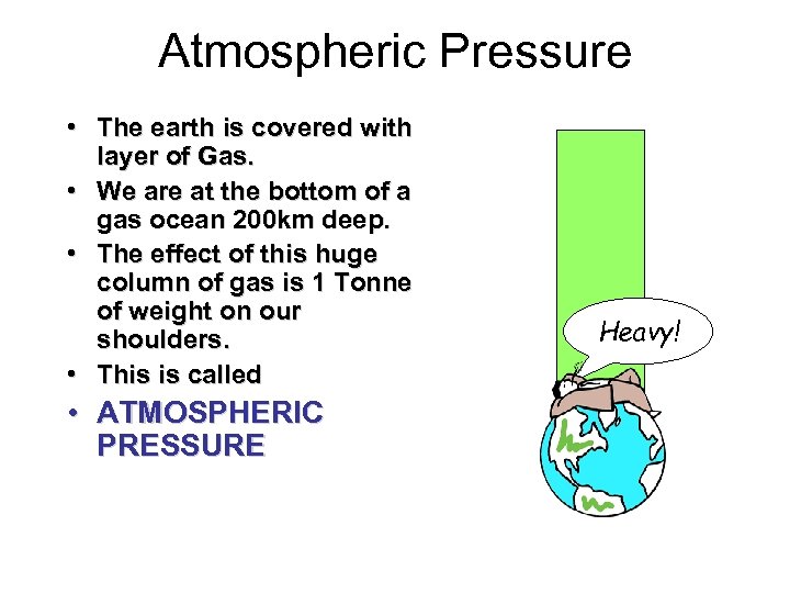 Atmospheric Pressure • The earth is covered with layer of Gas. • We are