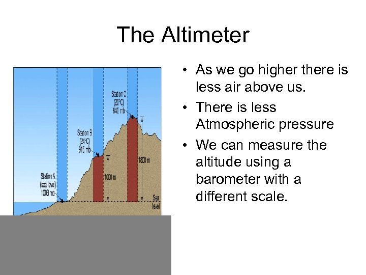 The Altimeter • As we go higher there is less air above us. •