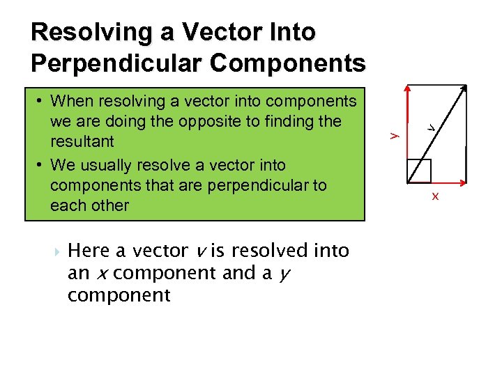  Here a vector v is resolved into an x component and a y