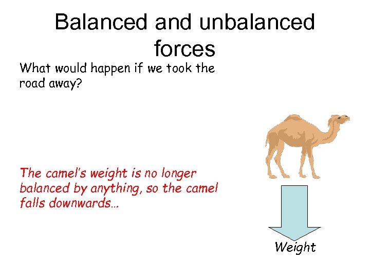 Balanced and unbalanced forces What would happen if we took the road away? The