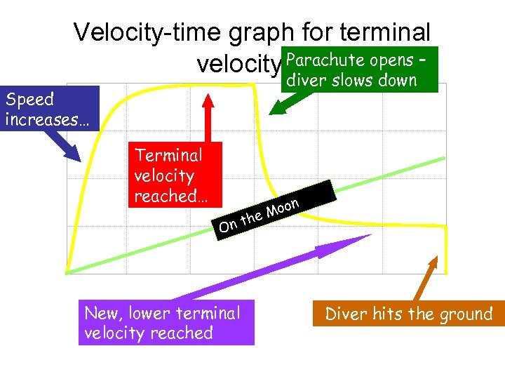 Velocity-time graph for terminal Parachute opens – Velocity velocity… diver slows down Speed increases…