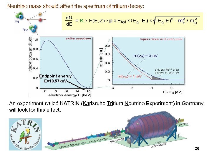 Neutrino mass should affect the spectrum of tritium decay: Endpoint energy E=18. 57 ke.