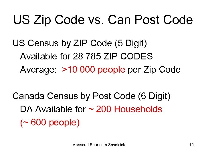 US Zip Code vs. Can Post Code US Census by ZIP Code (5 Digit)