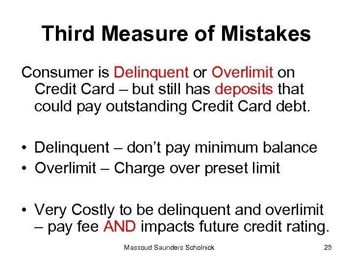 Third Measure of Mistakes Consumer is Delinquent or Overlimit on Credit Card – but