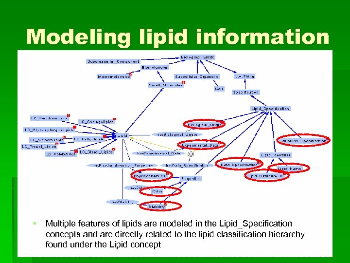 Modeling lipid information § Multiple features of lipids are modeled in the Lipid_Specification concepts