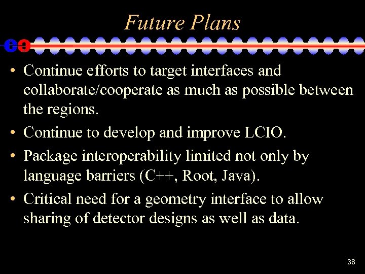 Future Plans • Continue efforts to target interfaces and collaborate/cooperate as much as possible