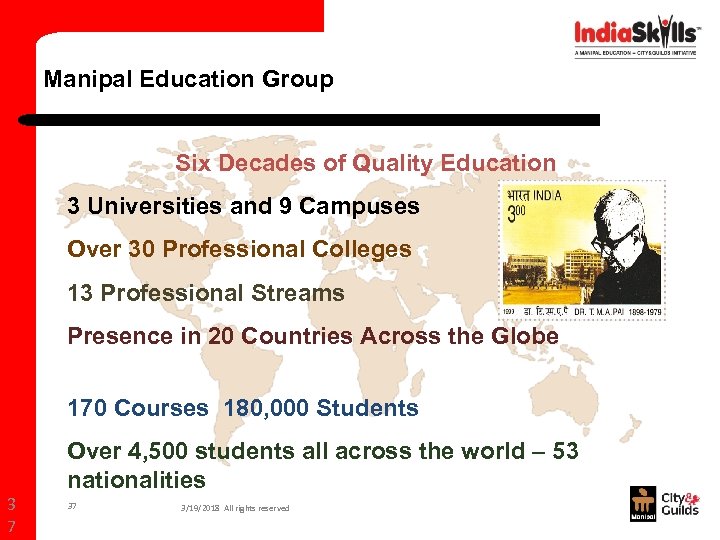 Manipal Education Group Six Decades of Quality Education 3 Universities and 9 Campuses Over