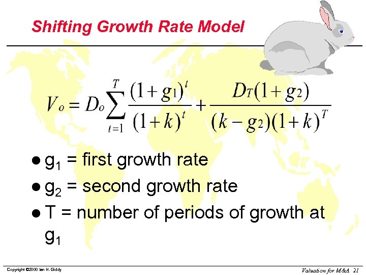 Shifting Growth Rate Model l g 1 = first growth rate l g 2