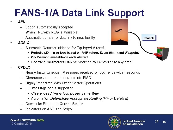 FANS-1/A Data Link Support • • AFN – Logon automatically accepted When FPL with