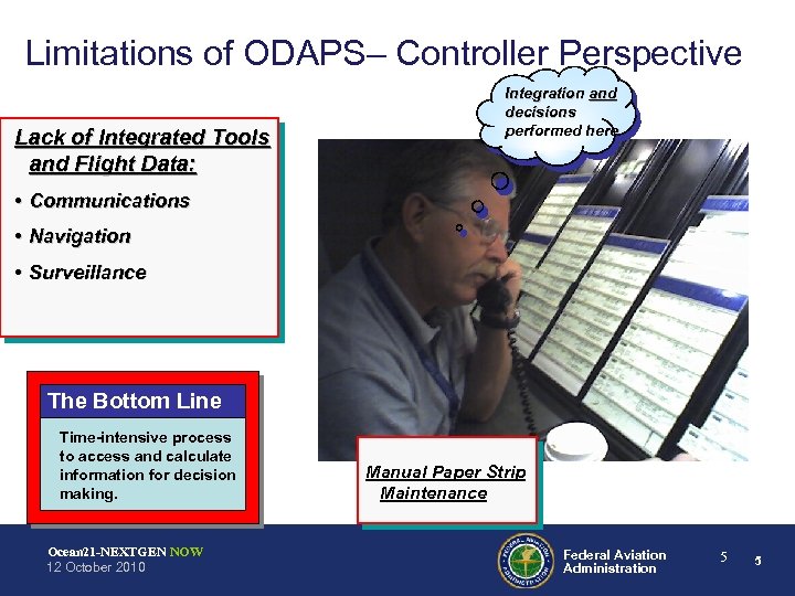 Limitations of ODAPS– Controller Perspective Lack of Integrated Tools and Flight Data: Integration and