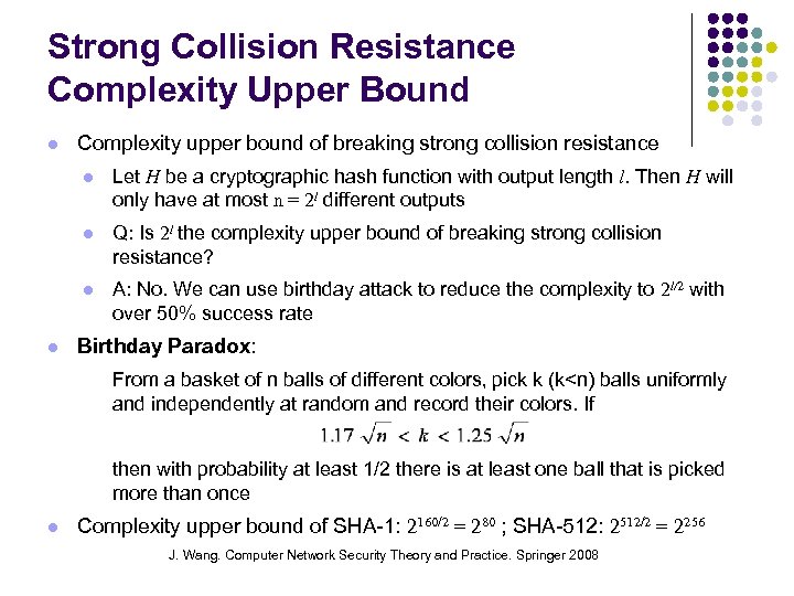 Strong Collision Resistance Complexity Upper Bound Complexity upper bound of breaking strong collision resistance