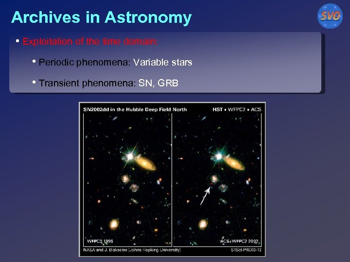 Archives in Astronomy • Exploitation of the time domain: • Periodic phenomena: Variable stars