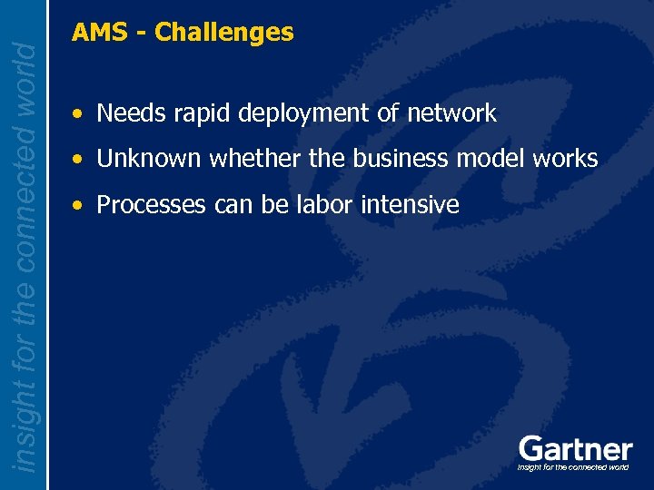 insight for the connected world AMS - Challenges • Needs rapid deployment of network