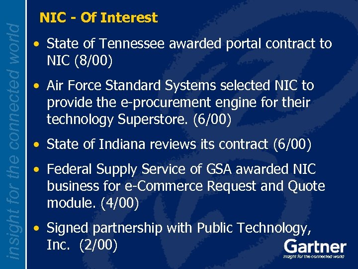 insight for the connected world NIC - Of Interest • State of Tennessee awarded