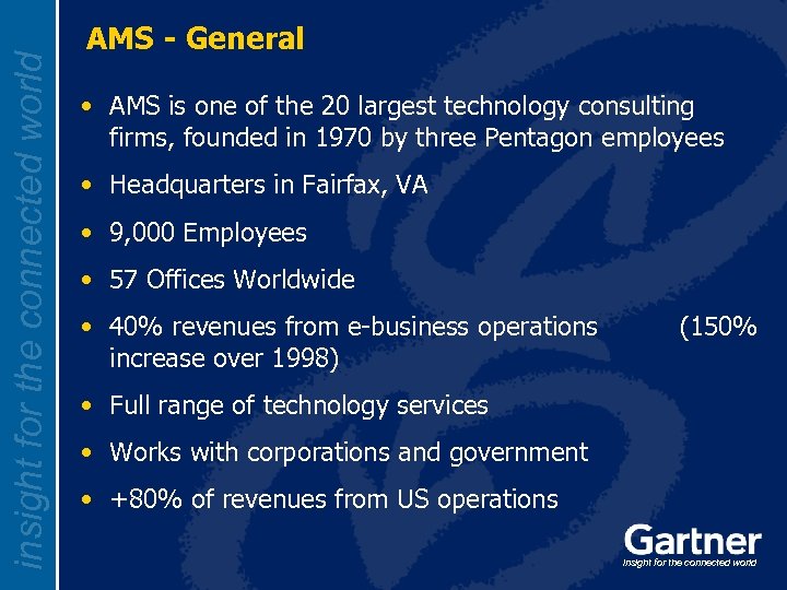 insight for the connected world AMS - General • AMS is one of the