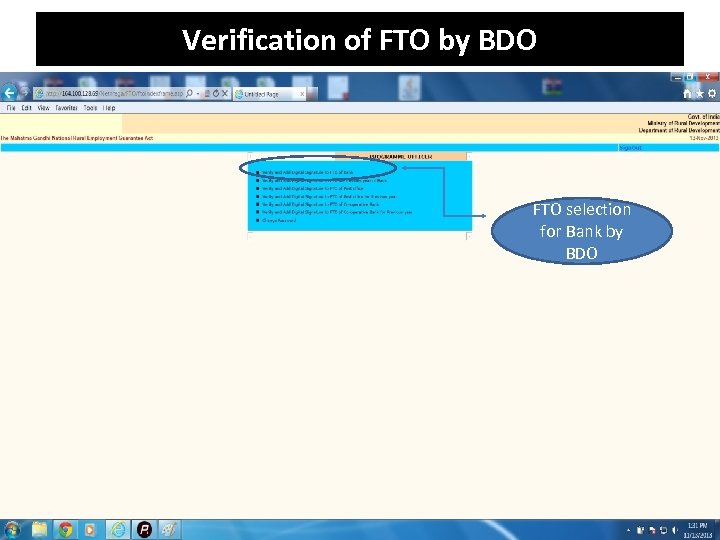 Verification of FTO by BDO FTO selection for Bank by BDO 