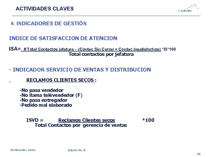 ACTIVIDADES CLAVES # 4. INDICADORES DE GESTIÓN INDICE DE SATISFACCION DE ATENCION ISA= #