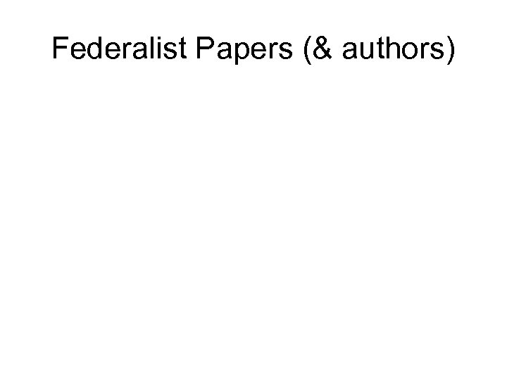 Federalist Papers (& authors) 