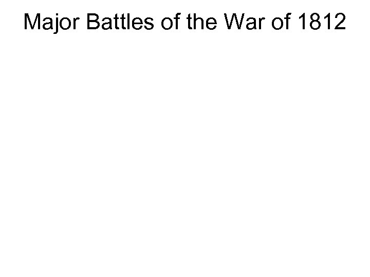 Major Battles of the War of 1812 