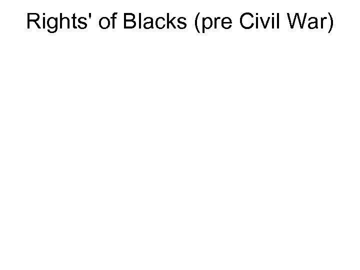 Rights' of Blacks (pre Civil War) 