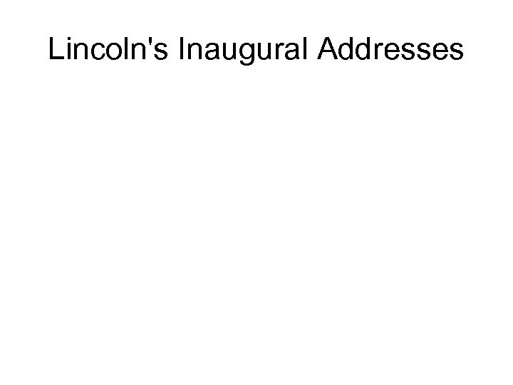 Lincoln's Inaugural Addresses 