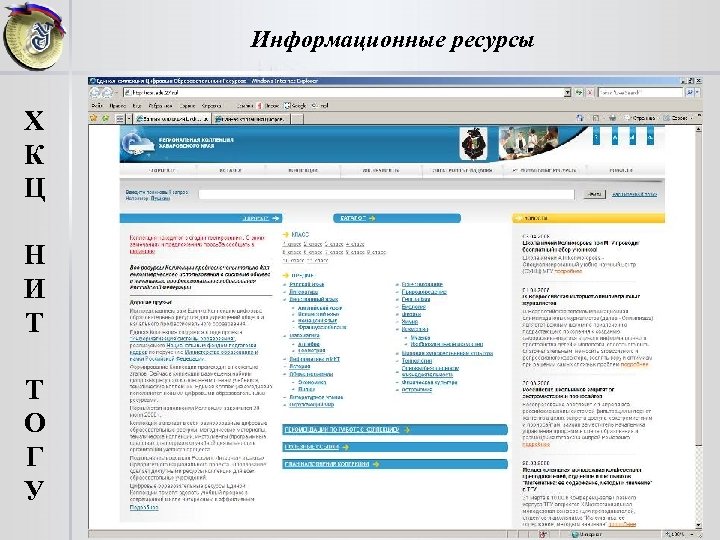 Информационные ресурсы Х К Ц Н И Т Т О Г У 