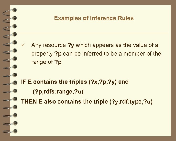 Examples of Inference Rules ü Any resource ? y which appears as the value