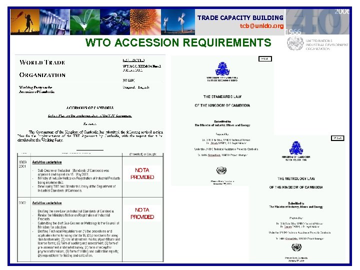 TRADE CAPACITY BUILDING tcb@unido. org WTO ACCESSION REQUIREMENTS 