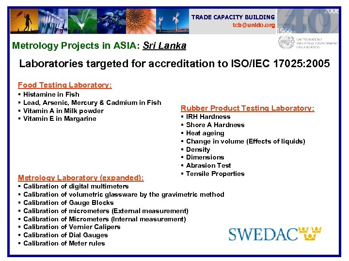 TRADE CAPACITY BUILDING tcb@unido. org Metrology Projects in ASIA: Sri Lanka Laboratories targeted for