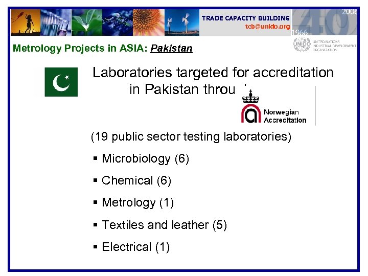 TRADE CAPACITY BUILDING tcb@unido. org Metrology Projects in ASIA: Pakistan Laboratories targeted for accreditation