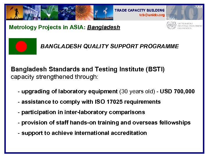 TRADE CAPACITY BUILDING tcb@unido. org Metrology Projects in ASIA: Bangladesh BANGLADESH QUALITY SUPPORT PROGRAMME