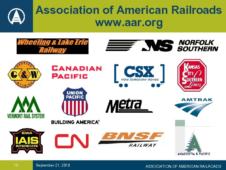 Association of American Railroads www. aar. org 18 September 21, 2010 ASSOCIATION OF AMERICAN