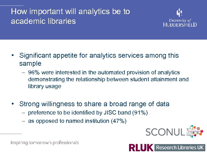 How important will analytics be to academic libraries • Significant appetite for analytics services