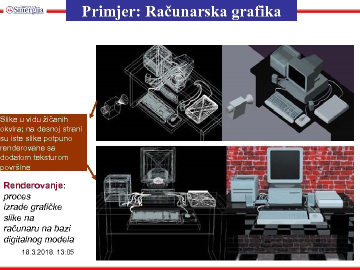 Primjer: Računarska grafika Slike u vidu žičanih okvira; na desnoj strani su iste slike