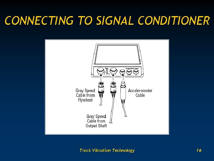 CONNECTING TO SIGNAL CONDITIONER Truck Vibration Technology 16 