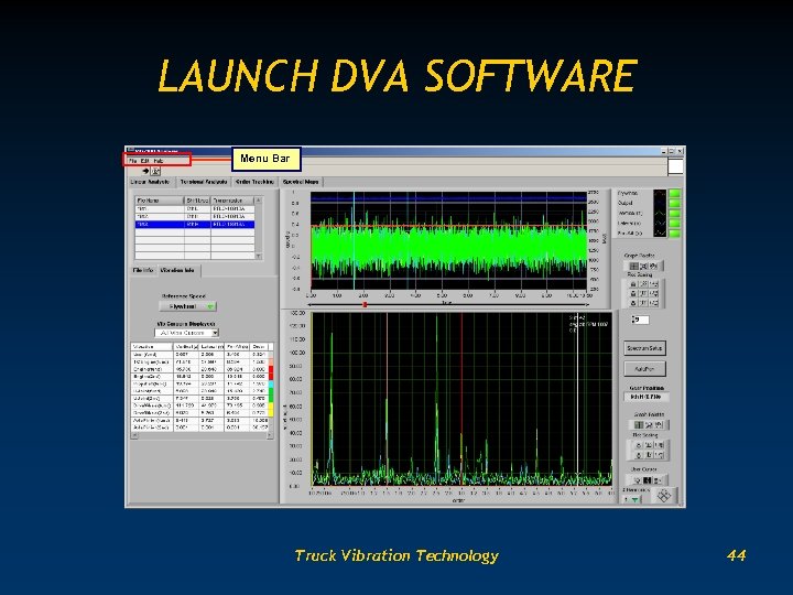 LAUNCH DVA SOFTWARE Menu Bar Truck Vibration Technology 44 