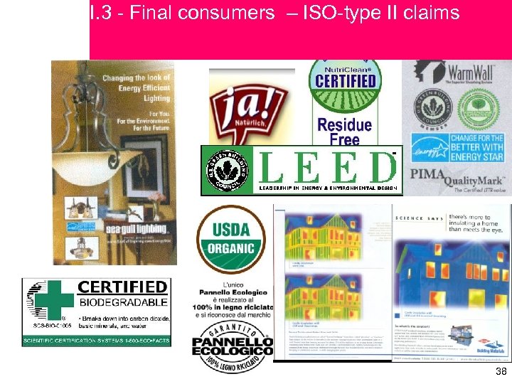 I. 3 - Final consumers – ISO-type II claims 38 38 