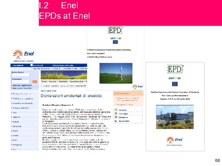 I. 2 Enel EPDs at Enel 68 68 