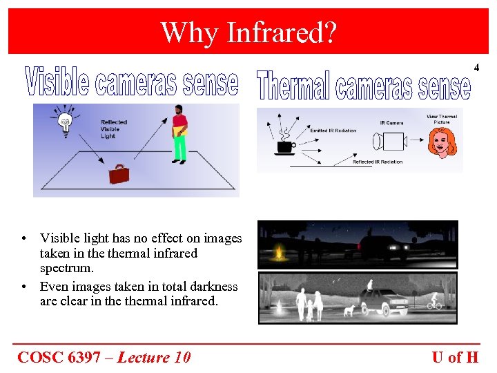 Why Infrared? 4 • Visible light has no effect on images taken in thermal
