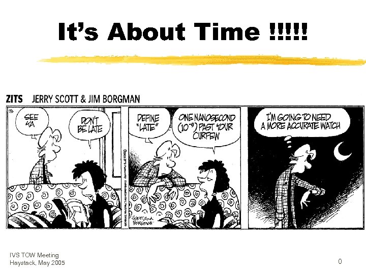It’s About Time !!!!! IVS TOW Meeting Haystack, May 2005 0 