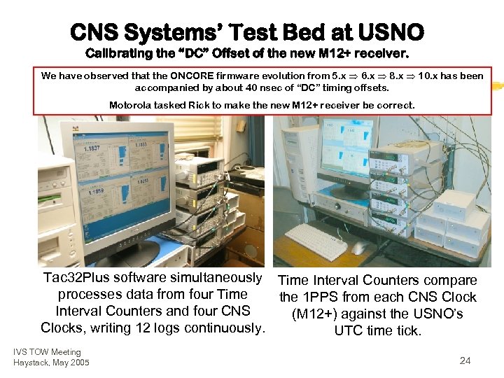CNS Systems’ Test Bed at USNO Calibrating the “DC” Offset of the new M