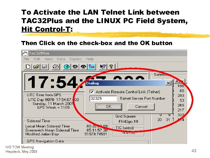 To Activate the LAN Telnet Link between TAC 32 Plus and the LINUX PC