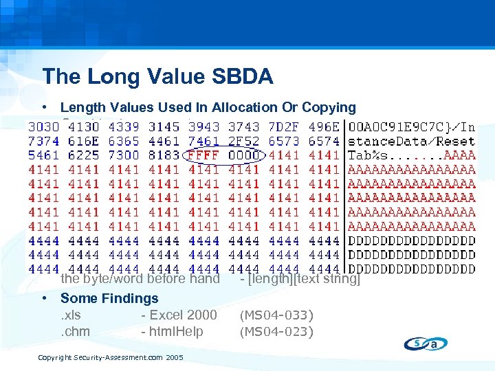 The Long Value SBDA • Length Values Used In Allocation Or Copying Graphic size