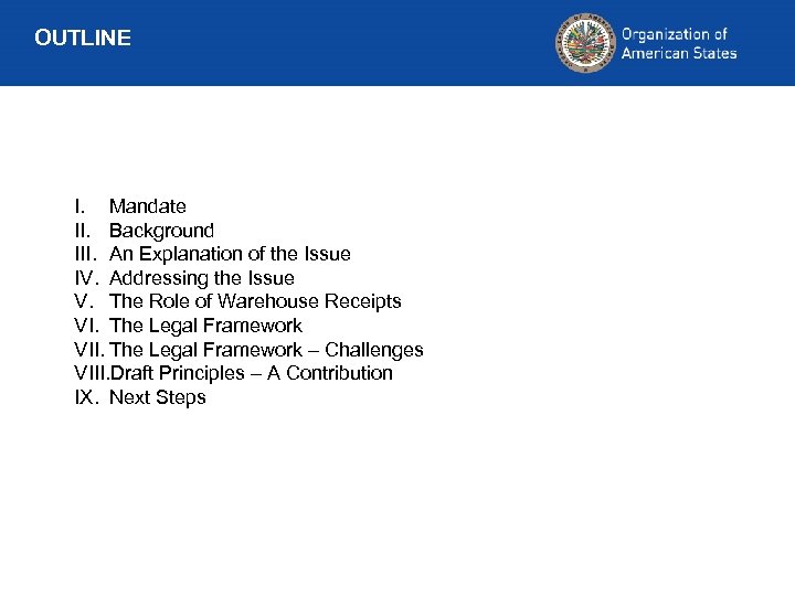 OUTLINE I. Mandate II. Background III. An Explanation of the Issue IV. Addressing the