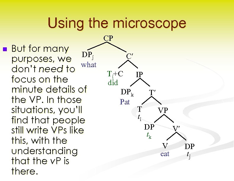 Using the microscope n But for many DPj purposes, we what don’t need to