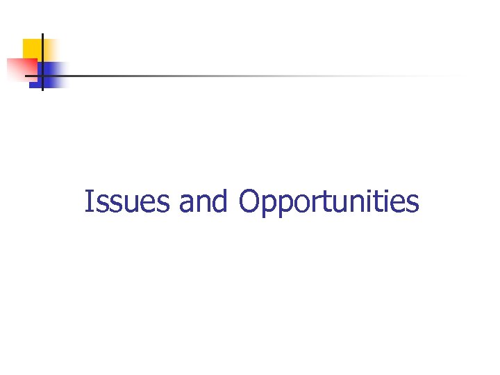 Issues and Opportunities 